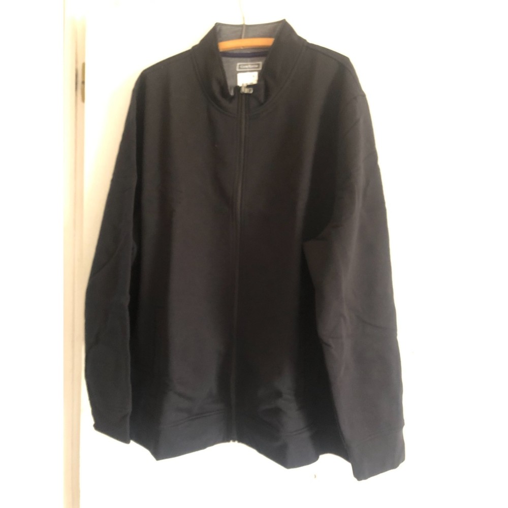 Mens Fleece Jacket Full Zip Club Room Deep Black XXL NWT
